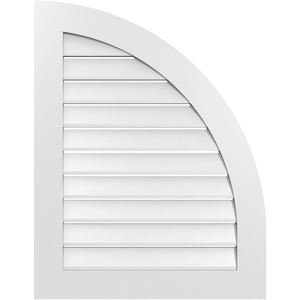 Ekena Millwork Quarter Round Top Right Surface Mount PVC Gable Vent w/ 3-1/2"W x 1"P Standard Frame, 28"W x 36"H GVPQR28X3601SF - main